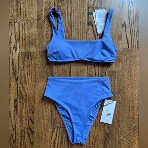 BONDI BORN Blue High-Waist Bikini Set